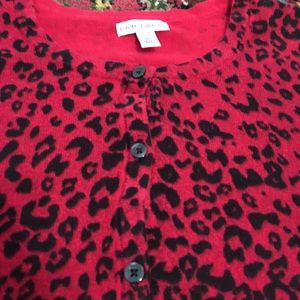 (make offer) Cardigan Raspberry Animal Print, 3X